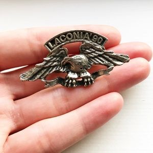 Vintage silver Laconia ‘90 eagle motorcycle pin